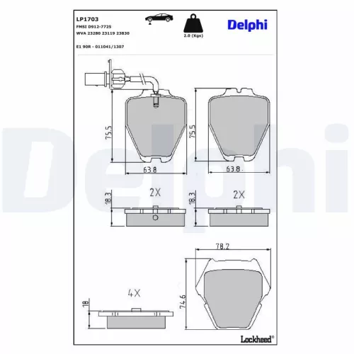 Brake Pad Set, disc brake DELPHI LP1703)