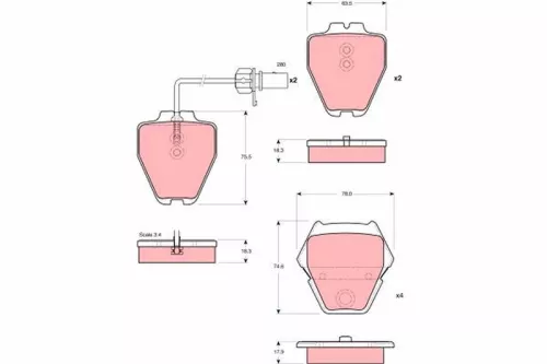 Brake Pad Set, disc brake TRW GDB1505)