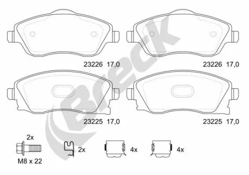 Brake Pad Set, disc brake BRECK 23225 00 702 10)