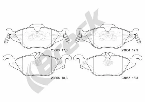 Brake Pad Set, disc brake BRECK 23063 00 702 10)