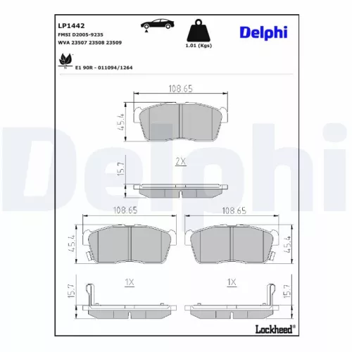 Brake Pad Set, disc brake DELPHI LP1442)