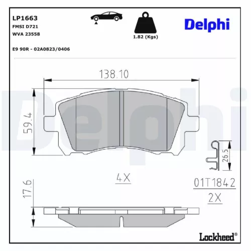 Brake Pad Set, disc brake DELPHI LP1663)
