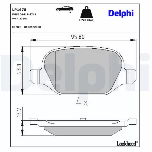 Brake Pad Set, disc brake DELPHI LP1678)