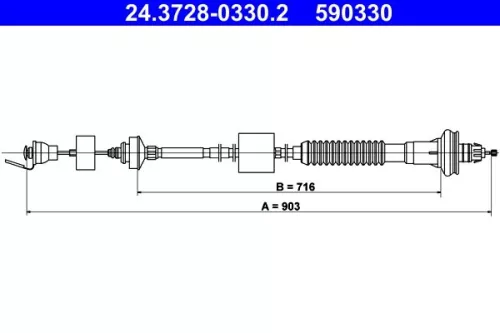 Cable Pull, clutch control ATE 24.3728-0330.2)