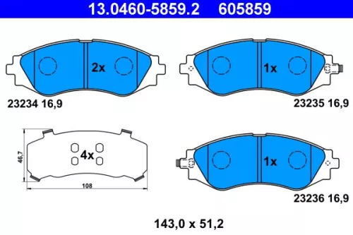 Brake Pad Set, disc brake ATE 13.0460-5859.2)