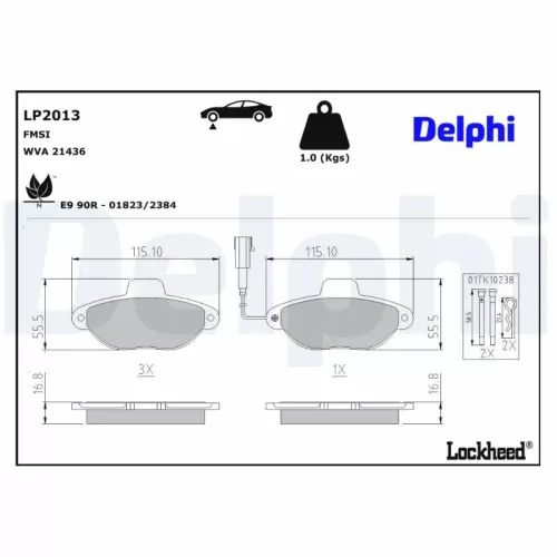 Brake Pad Set, disc brake DELPHI LP2013)