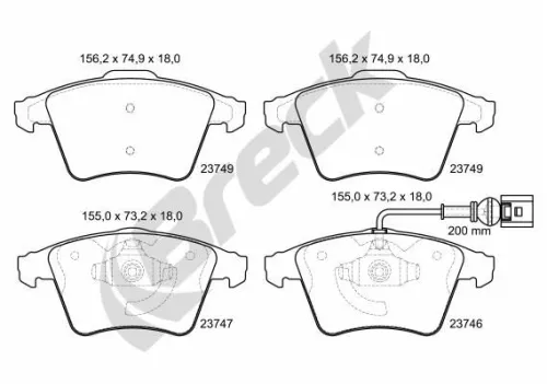 Brake Pad Set, disc brake BRECK 23746 00 703 10)