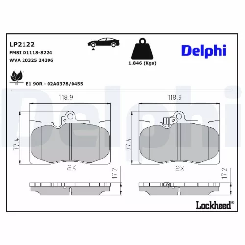 Brake Pad Set, disc brake DELPHI LP2122)