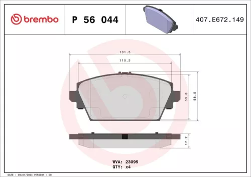 Brake Pad Set, disc brake BREMBO P 56 044)