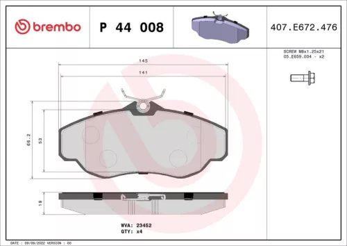 Brake Pad Set, disc brake BREMBO P 44 008)
