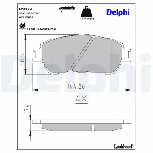 Brake Pad Set, disc brake DELPHI LP2132)