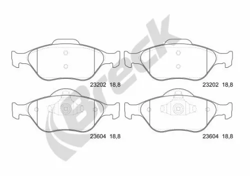 Brake Pad Set, disc brake BRECK 23202 00 702 00)