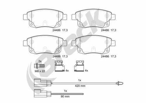 Brake Pad Set, disc brake BRECK 24486 00 702 10)