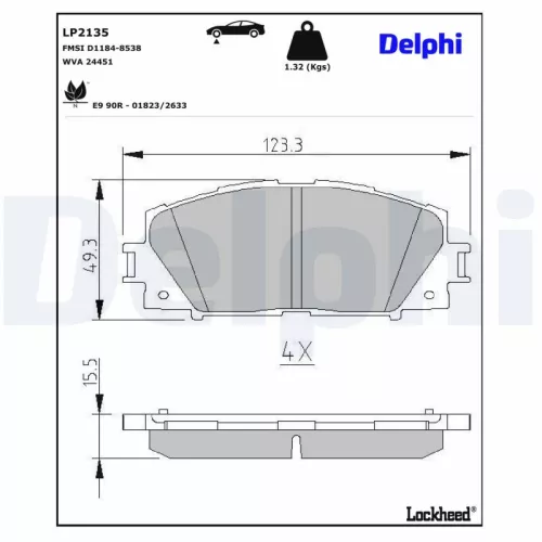 Brake Pad Set, disc brake DELPHI LP2135)