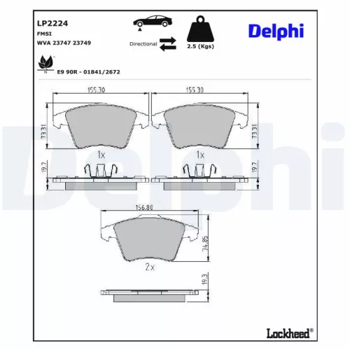 Brake Pad Set, disc brake DELPHI LP2224)