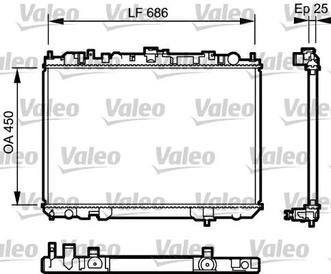 Radiator, engine cooling VALEO 735081)