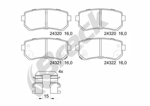 Brake Pad Set, disc brake BRECK 24320 00 704 10)