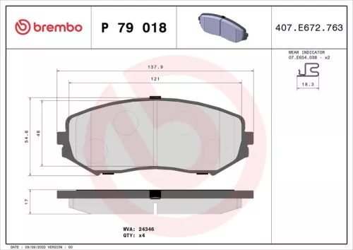 Brake Pad Set, disc brake BREMBO P 79 018)