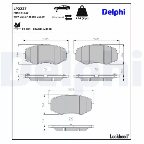 Brake Pad Set, disc brake DELPHI LP2227)