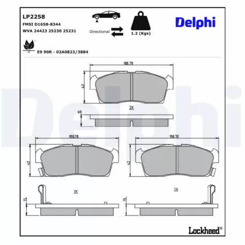 Brake Pad Set, disc brake DELPHI LP2258)