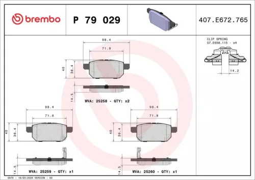 Brake Pad Set, disc brake BREMBO P 79 029)