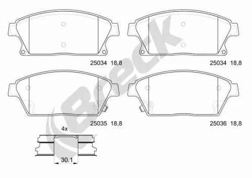 Brake Pad Set, disc brake BRECK 25034 00 701 10)