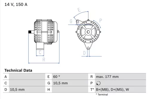 Alternator BOSCH 0 986 047 210)