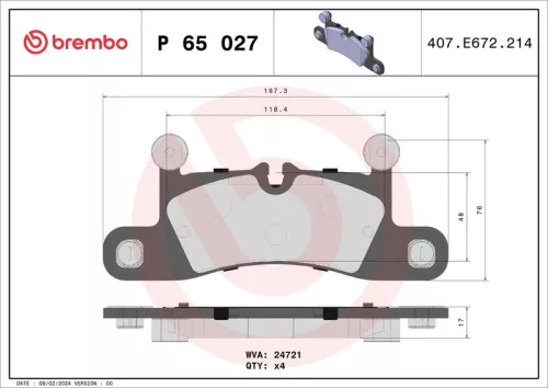 Brake Pad Set, disc brake BREMBO P 65 027)