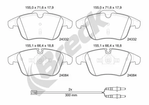Brake Pad Set, disc brake BRECK 24332 00 701 10)