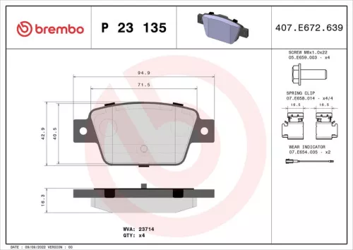 Brake Pad Set, disc brake BREMBO P 23 135)