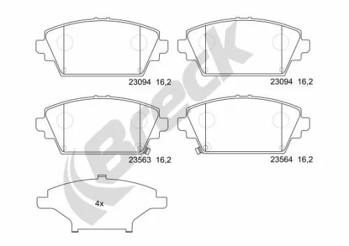 Brake Pad Set, disc brake BRECK 23094 00 701 00)