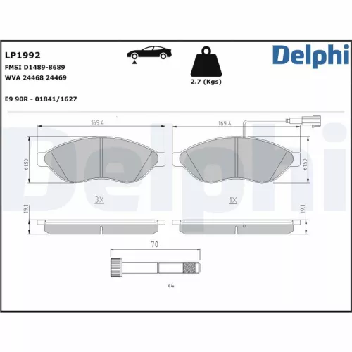Brake Pad Set, disc brake DELPHI LP1992)
