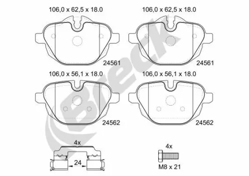 Brake Pad Set, disc brake BRECK 24561 00 552 00)