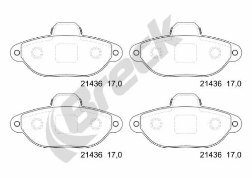 Brake Pad Set, disc brake BRECK 21436 00 702 00)