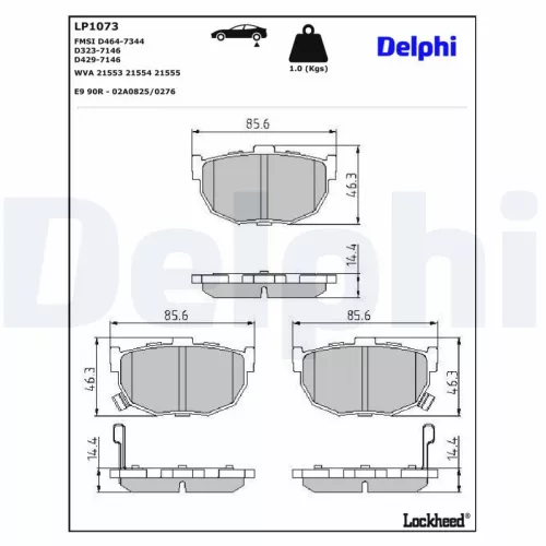 Brake Pad Set, disc brake DELPHI LP1073)