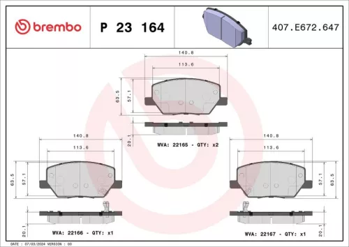 Brake Pad Set, disc brake BREMBO P 23 164)