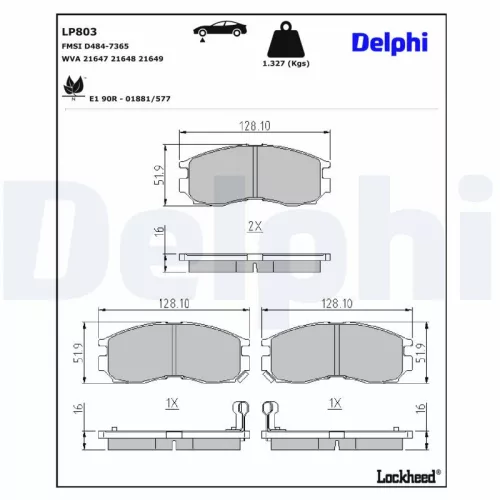 Brake Pad Set, disc brake DELPHI LP803)