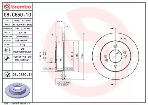 Brake Disc BREMBO 08.C650.11)