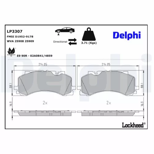Brake Pad Set, disc brake DELPHI LP3307)