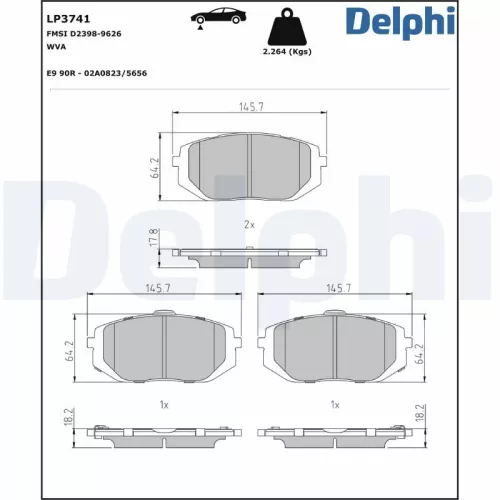 Brake Pad Set, disc brake DELPHI LP3741)