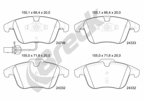 Brake Pad Set, disc brake BRECK 24706 00 551 10)