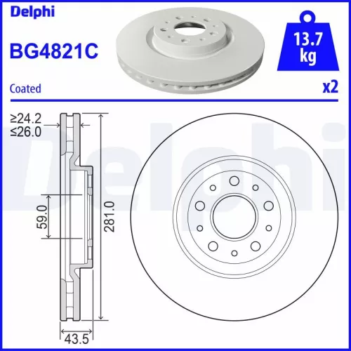 Brake Disc DELPHI BG4821C)