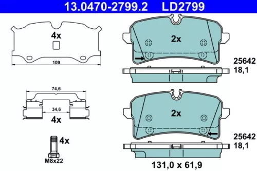 Brake Pad Set, disc brake ATE 13.0470-2799.2)