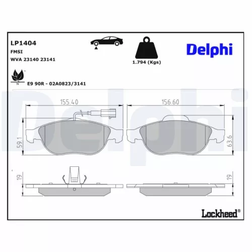 Brake Pad Set, disc brake DELPHI LP1404)