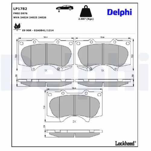 Brake Pad Set, disc brake DELPHI LP1782)