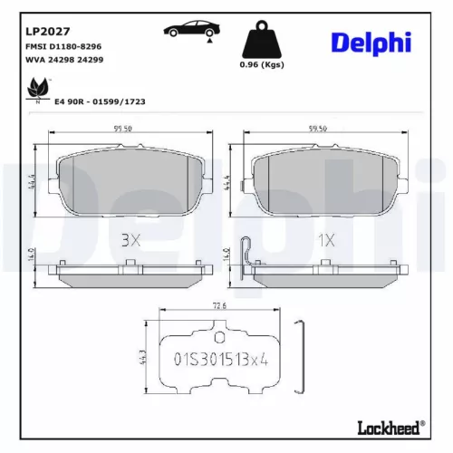 Brake Pad Set, disc brake DELPHI LP2027)