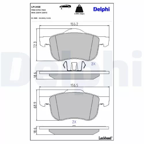 Brake Pad Set, disc brake DELPHI LP1458)