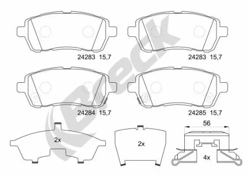 Brake Pad Set, disc brake BRECK 24283 00 702 10)