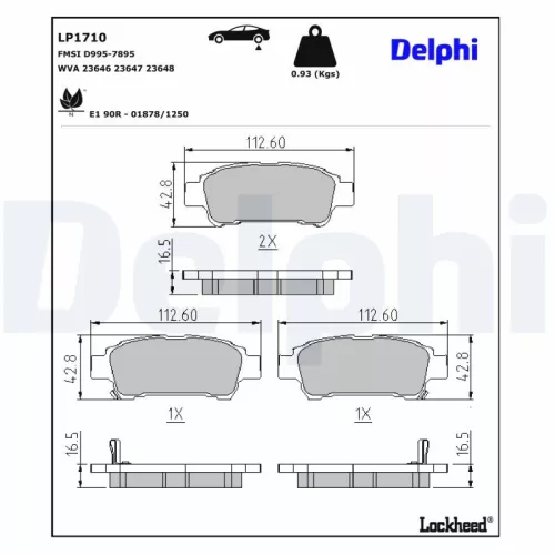 Brake Pad Set, disc brake DELPHI LP1710)