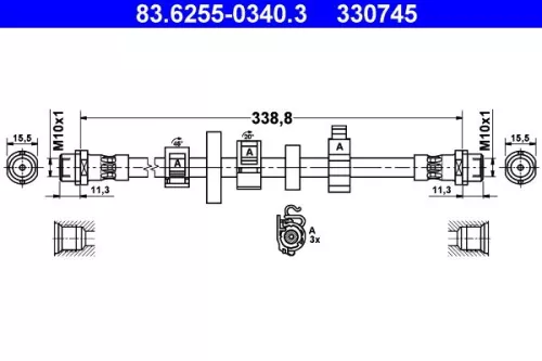 Brake Hose ATE 83.6255-0340.3)